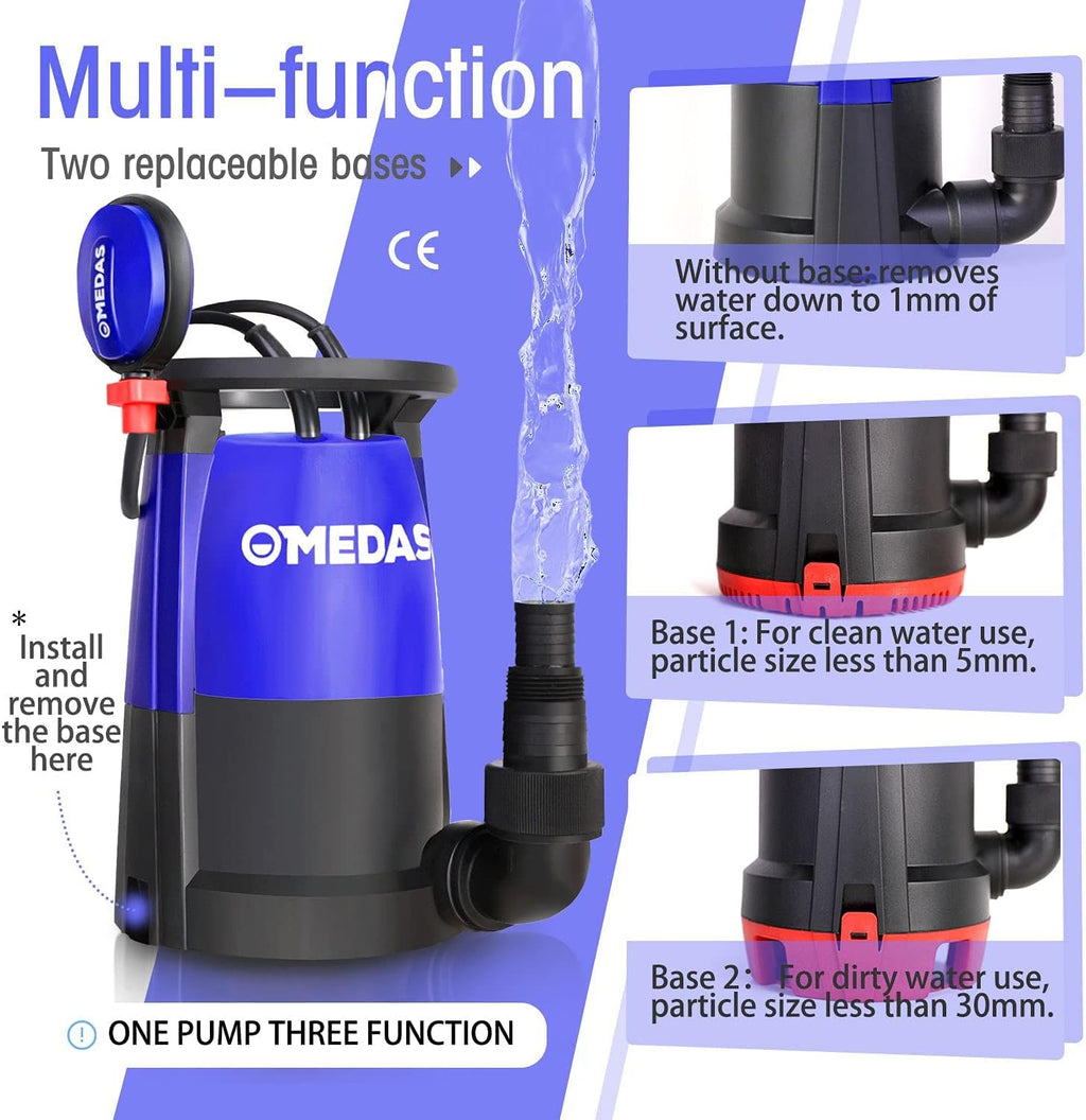 3 in 1 Submersible Pump 1/2HP 400W 2905GPH with Float Switch P17834