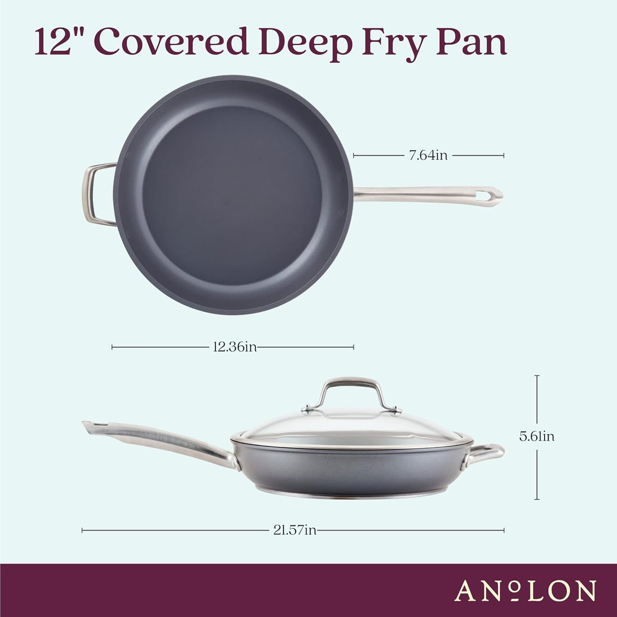 12 Piece Hard Anodized Cookware Set with Deep Frying Pan E26923
