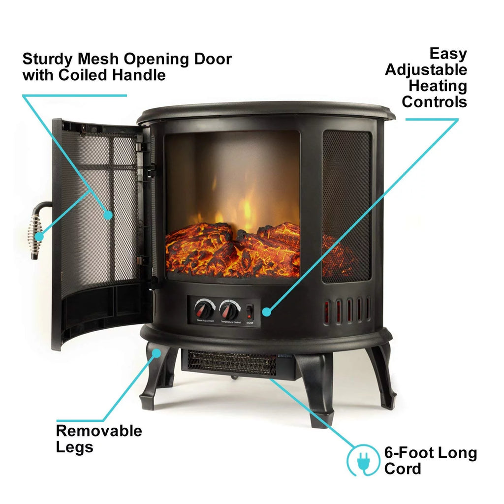 Black Free Standing Electric Fireplace Stove F26011