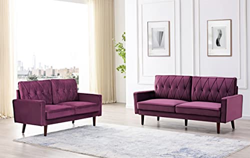 Tufted Velvet Couch, 57.5'' Wide Loveseat F9666