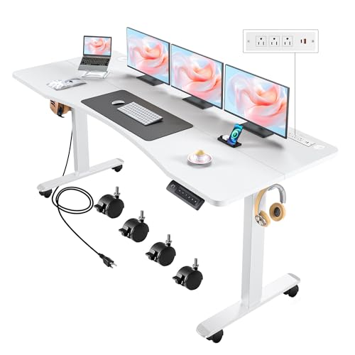 55'' x 24'' Electric Adjustable Height Sit Stand Desk with Charging Station (Oak) N5329