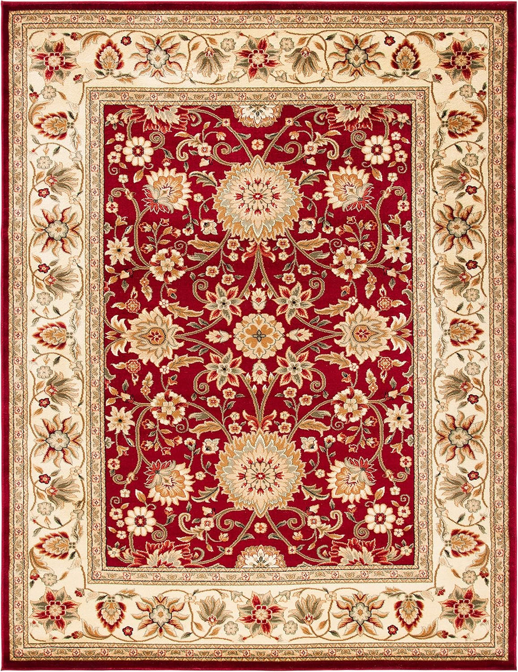 Red & Ivory 6' x 9' Traditional Area Rug I126197