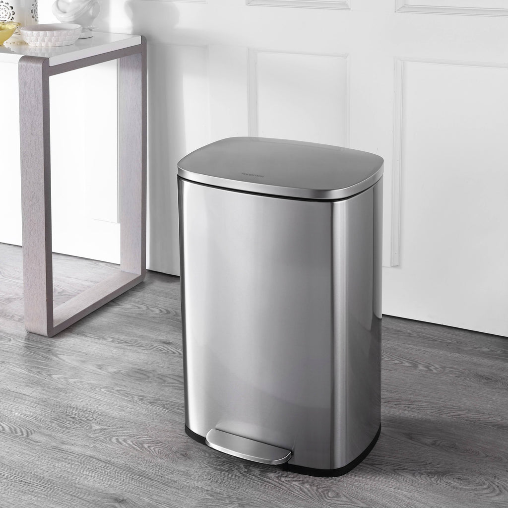 13-Gallon Stainless Steel Trash Can with Soft-Close Lid B97232