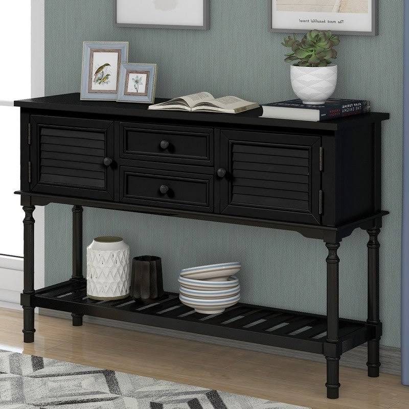 Modern Console Table with 2 Drawers, 2 Cabinets and 1 Shelf - Red H74906