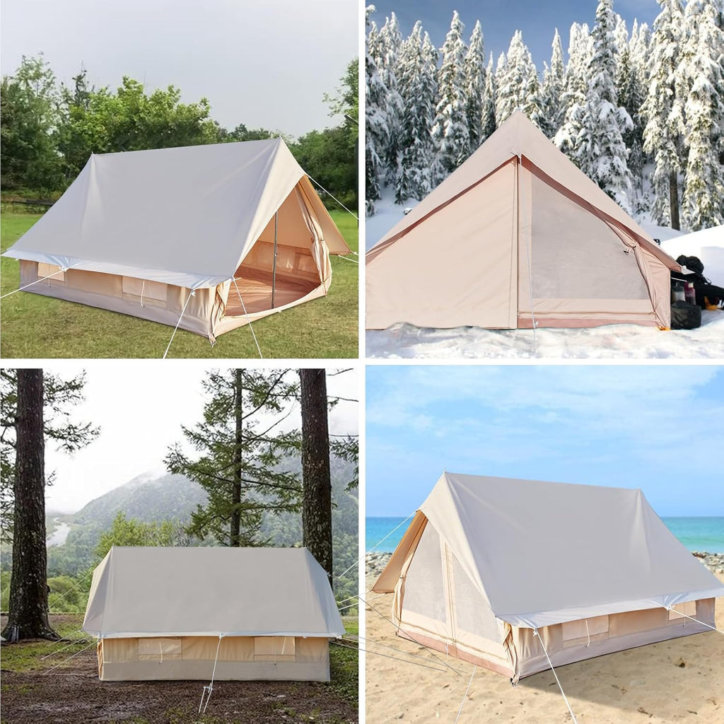 Canvas Glamping Tent Rainproof for 4 Person with Windows N1505