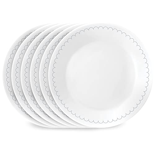 6-Piece Lightweight Round Salad Appetizer Plate Set, Winter Frost White T822970