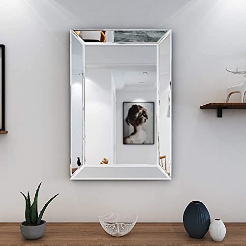 Large Rectangular Wall Mirror 28"x39" Angled Beveled Mirror Frame E842