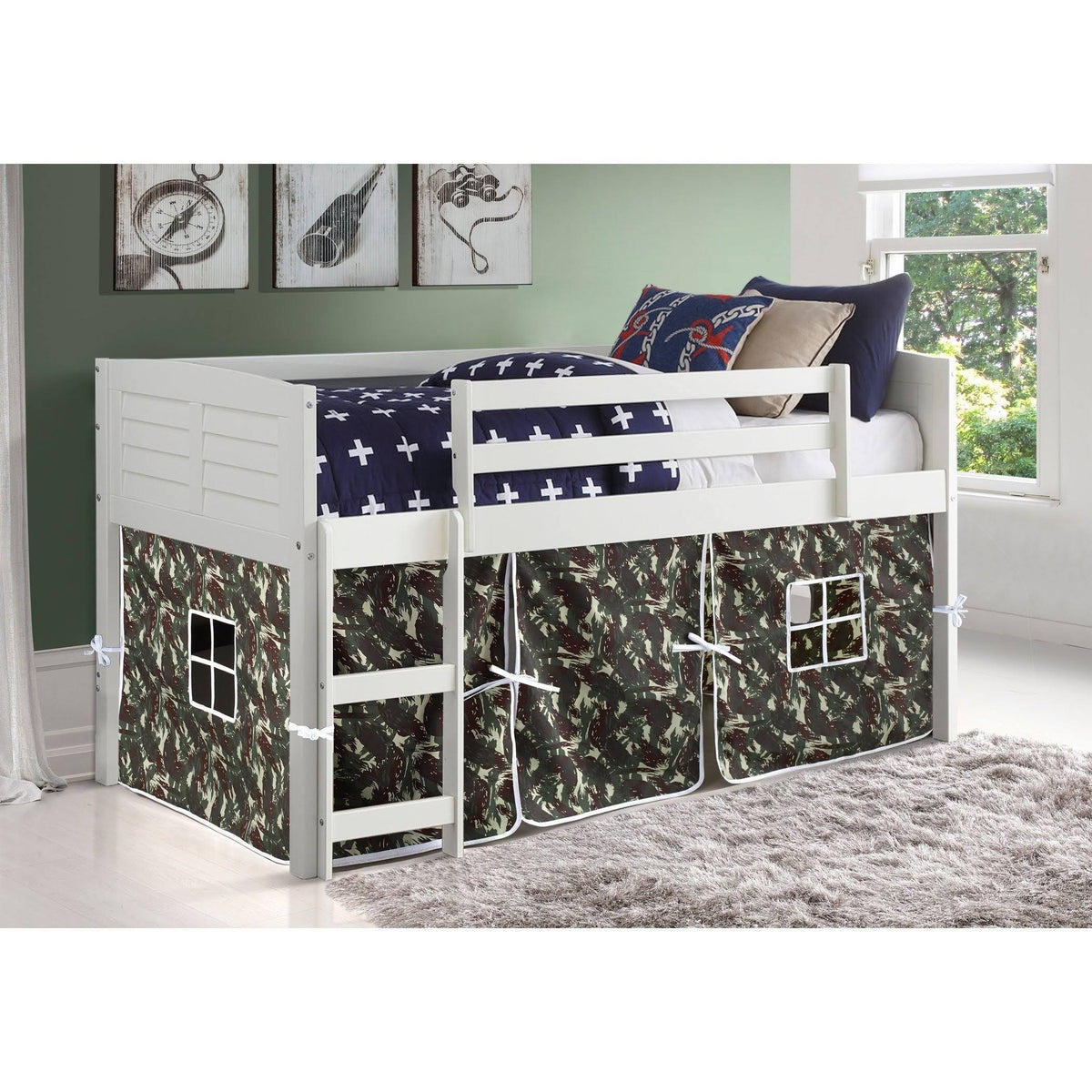 White Twin Tent Loft Bed U9485