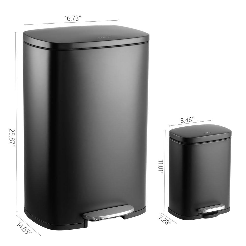 13-Gallon Stainless Steel Trash Can with Soft-Close Lid B97232