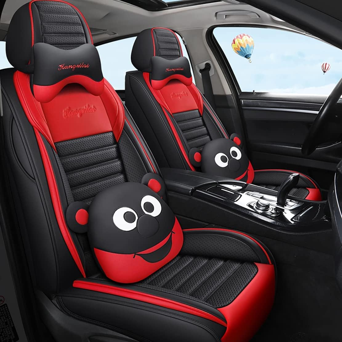 Cartoon Bears 5-Seater Full Leather Waterproof Car Seat Cover F354398