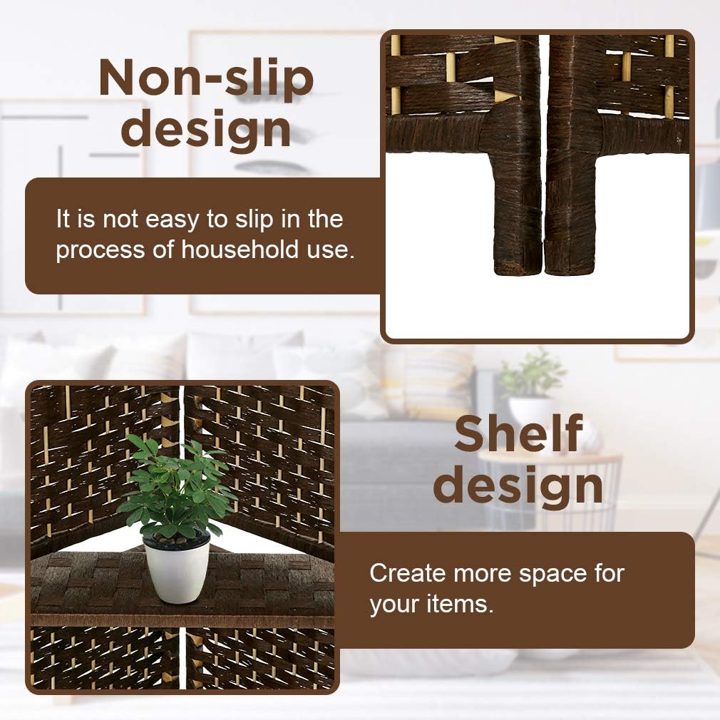 6 Ft Tall Wooden Folding Privacy Screen 6 Panel Room Divider with Shelves N6520