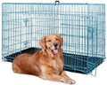 42 Inch Folding Metal Wire Dog Crate with Divider Panel, Removable Tray, Black L304613