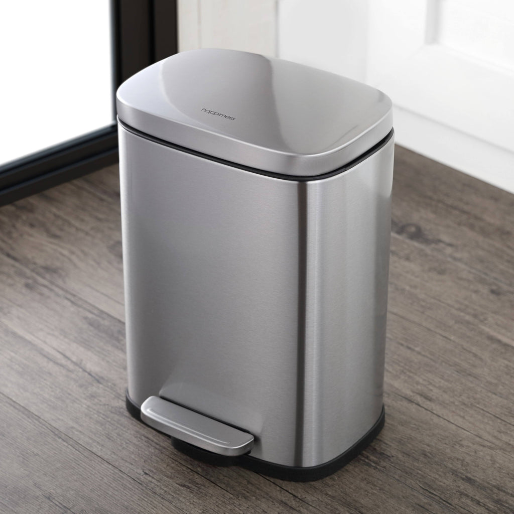 13-Gallon Stainless Steel Trash Can with Soft-Close Lid B97232