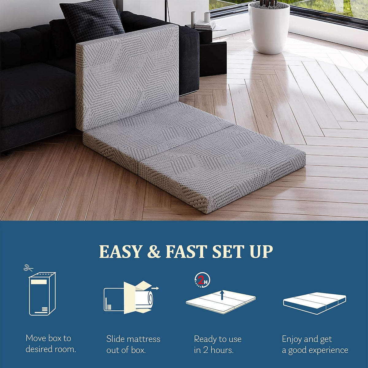 King Tri Folding Memory Foam Mattress with Washable Cover K170