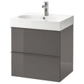High Gloss Gray Sink Cabinet with 2 Drawers F4515