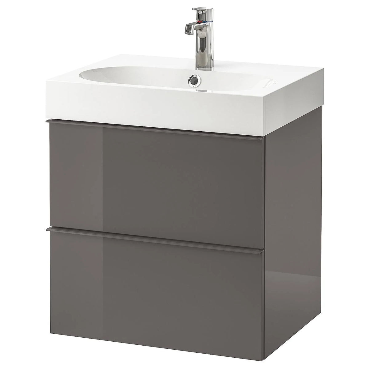 High Gloss Gray Sink Cabinet with 2 Drawers F4515