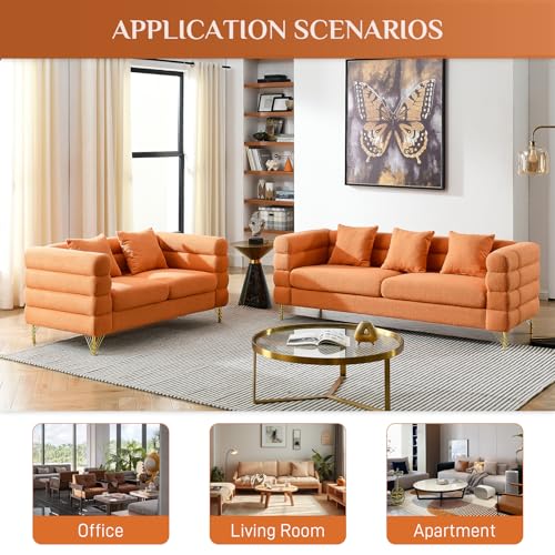 Dark Green Boucle Sherpa Deep Seat Sofa and Loveseat Set with 5 Pillows Q1305