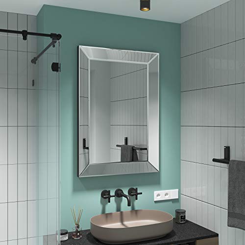 Large Rectangular Wall Mirror 28"x39" Angled Beveled Mirror Frame E842