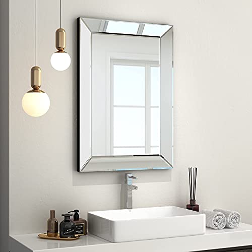 Large Rectangular Wall Mirror 28"x39" Angled Beveled Mirror Frame E842