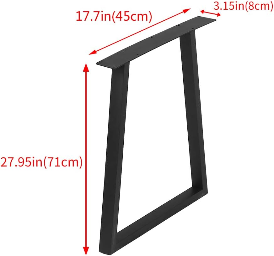 2 PCS Black Cast Iron Square Tube Table Legs D95800