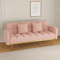 Green Convertible Futon Sofa with 2 Cupholders Adjustable Backrest O4698