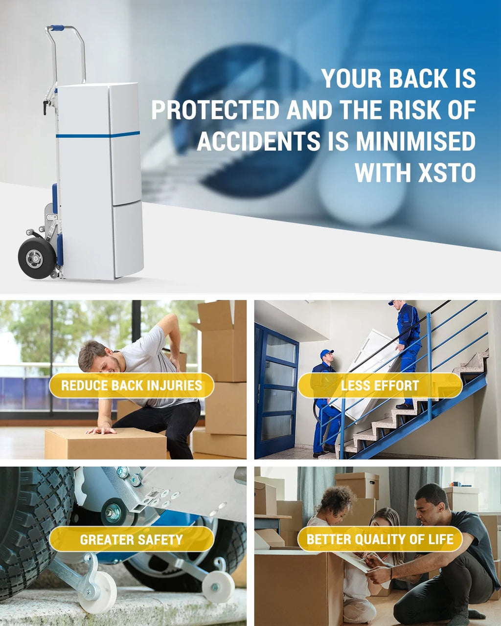 Electric Stair Climbing Hand Truck with Auto Edge Brake, 375LBS Capacity Aluminum Hand Truck L65892