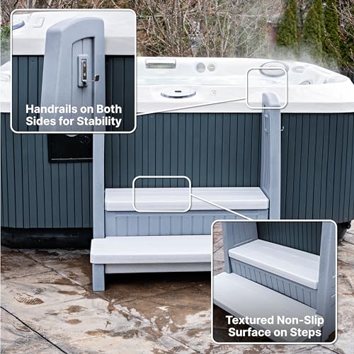 Gray 2-Step Storage Stool with Handrails T835409
