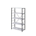Antique White Black 5 Shelves Rectangular Bookcase F732