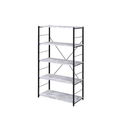 Antique White Black 5 Shelves Rectangular Bookcase F732