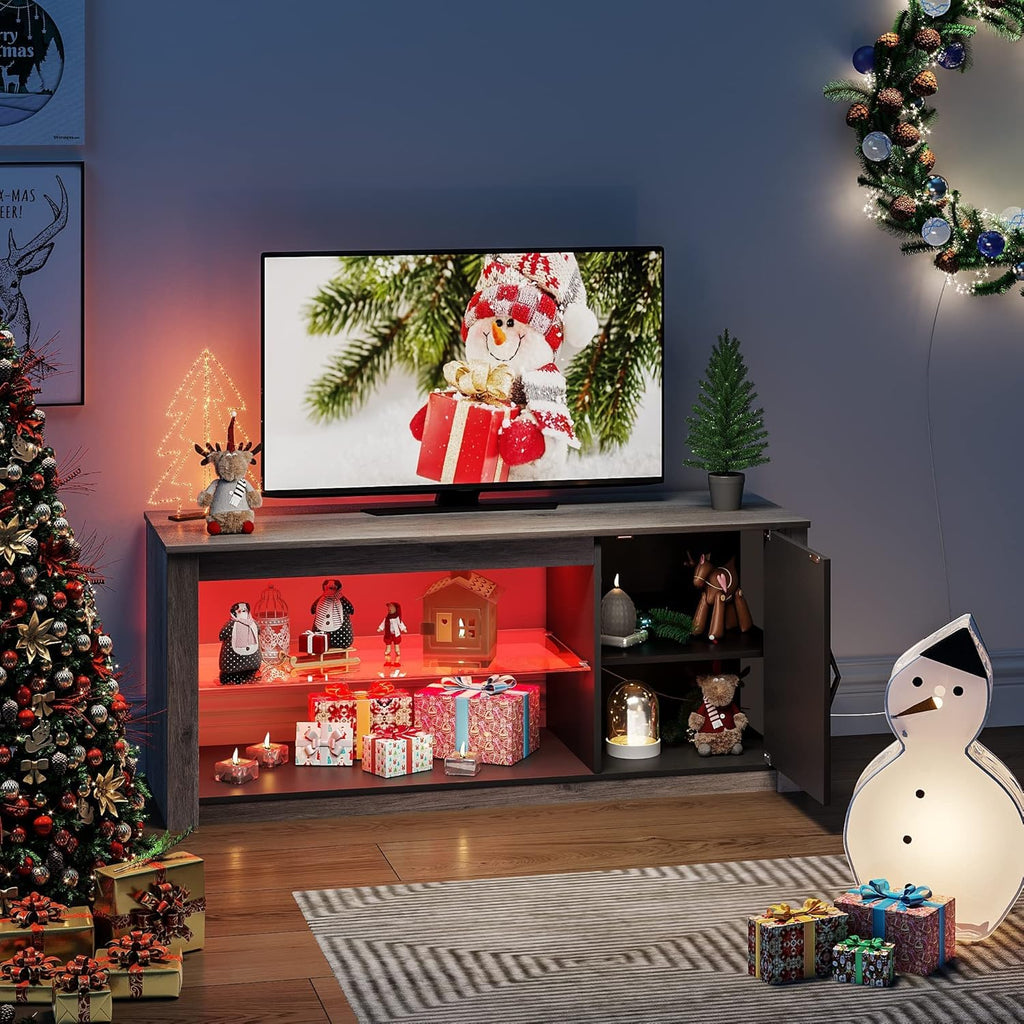 Rustic Brown 42 Inch TV Stand with Glass Shelf B933002