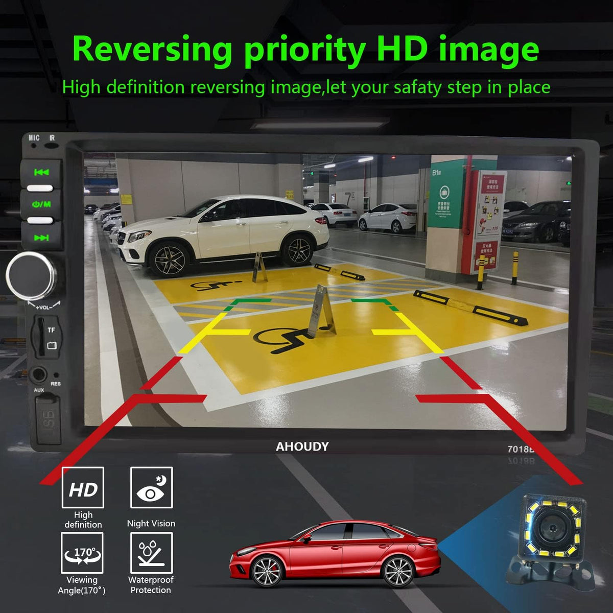 Double Din Car Stereo with Bluetooth and Backup Camera D259