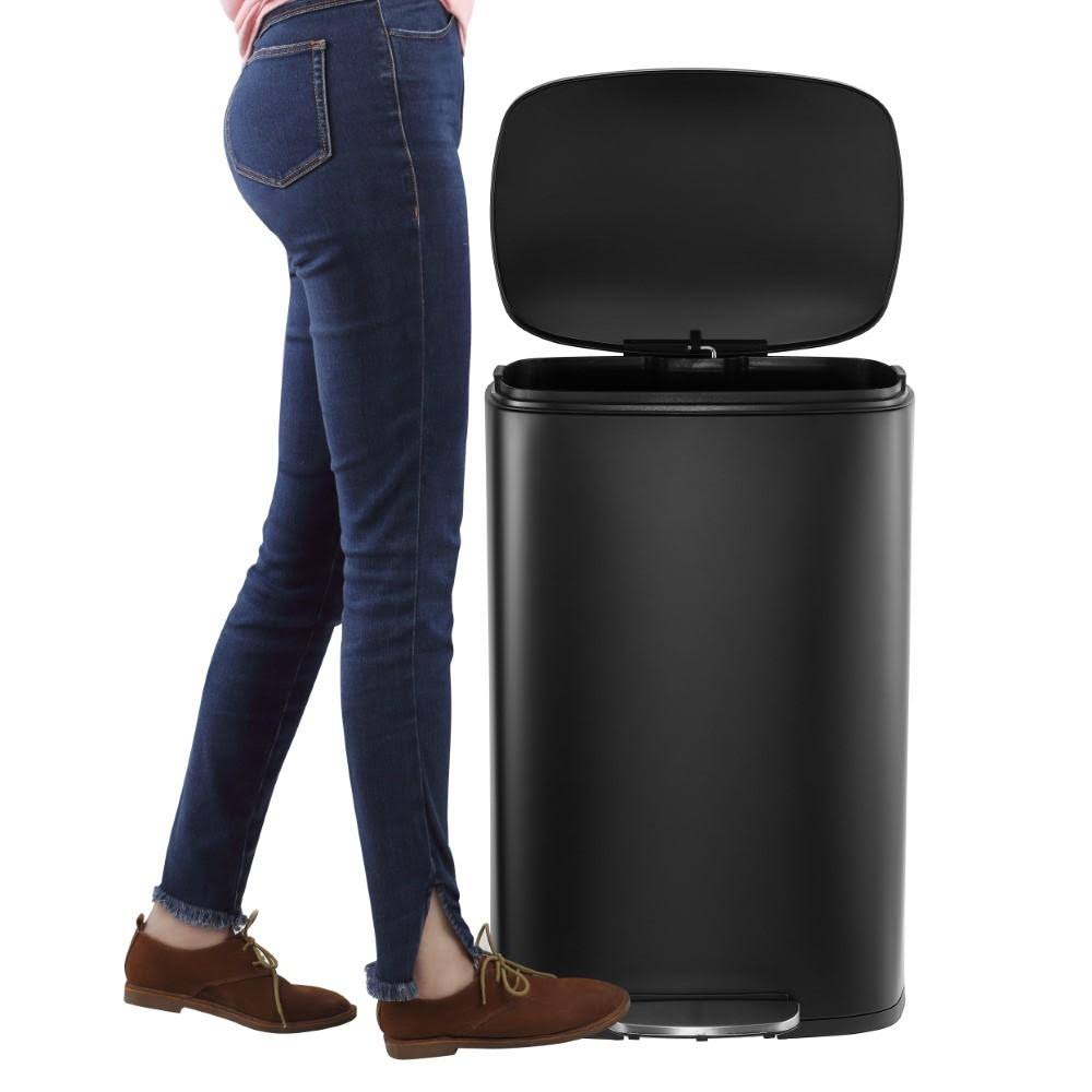 13-Gallon Stainless Steel Trash Can with Soft-Close Lid B97232