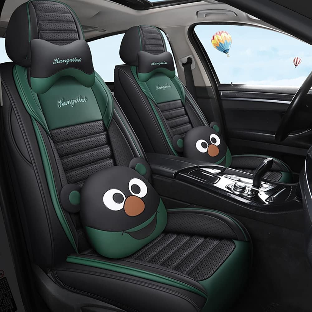 Cartoon Bears 5-Seater Full Leather Waterproof Car Seat Cover F354398