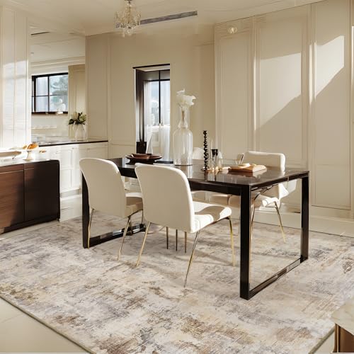 Light Grey/Blue 8x10 Washable Non Slip Area Rug Q191