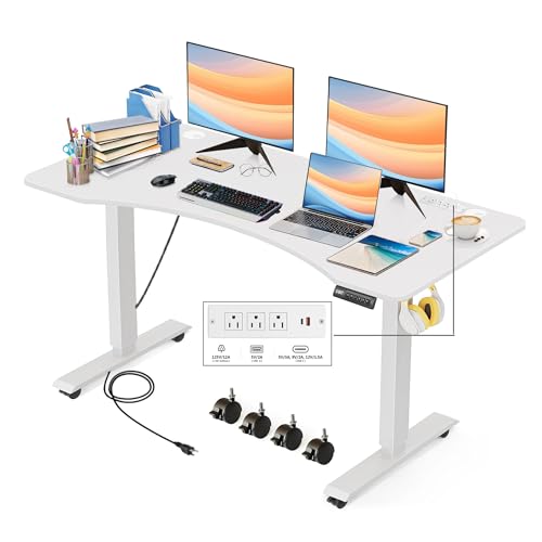 55'' x 24'' Electric Adjustable Height Sit Stand Desk with Charging Station (Oak) N5329