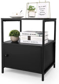 White 3-Tier Wooden Nightstand with Storage Cabinet and Open Shelf D249305