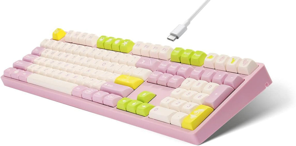 Wired 108 Keys Mechanical Gaming Keyboard with Macaron Theme Keycaps W11197