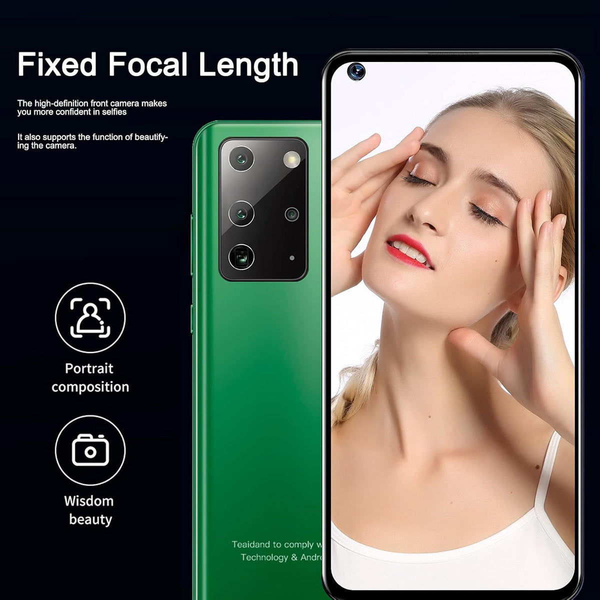 Unlocked Smartphone, 6.82'' Full Screen, 2+16G Dual Standby, Green Y17691