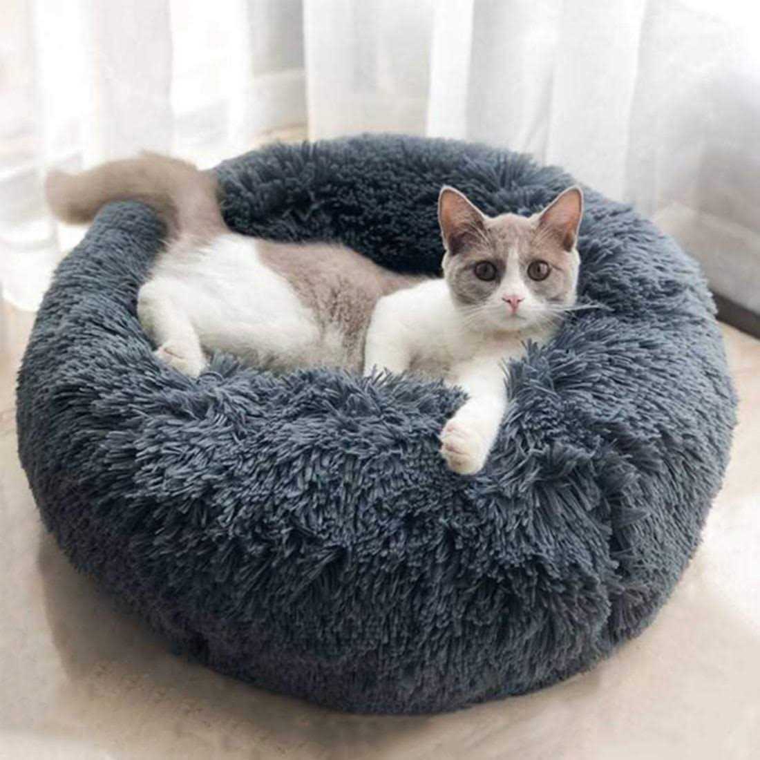 Soft Plush Round Pet Bed for Cats or Small Dogs X23411