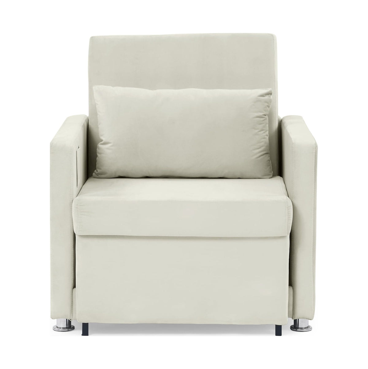 Beige Velvet Convertible Chair Bed L23317