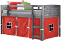 Twin Antique Grey Low Loft Bed with Tent Y341