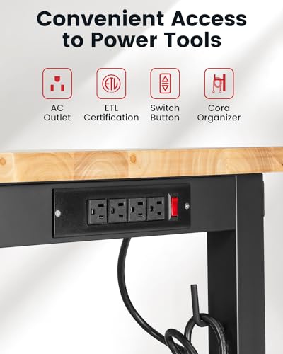 48 Inch Adjustable Height Rubberwood Workbench K833629