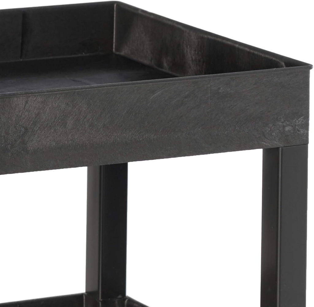 Black 3 Shelf Mobile Utility Tub Cart with Handle Y864