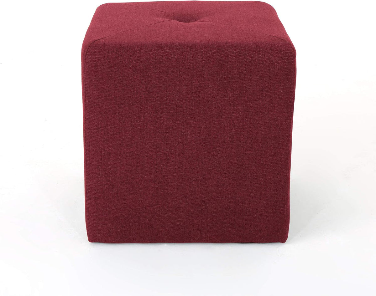 Deep Red Fabric Square Ottoman X60481