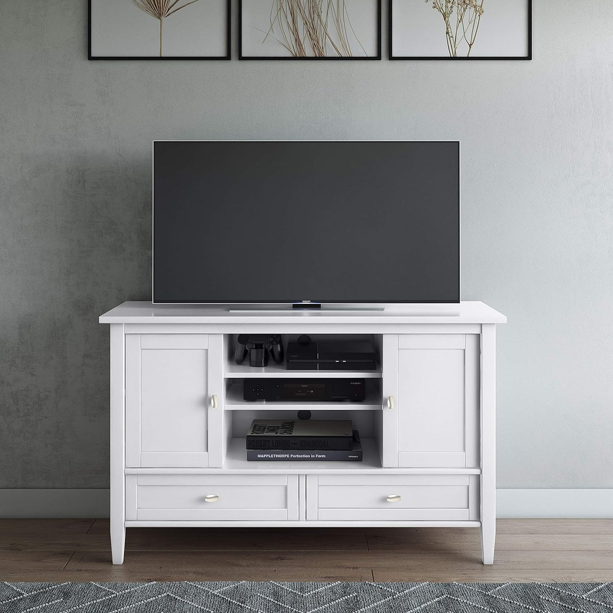 Black 47 inch Wide Solid Wood TV Media Stand B513930