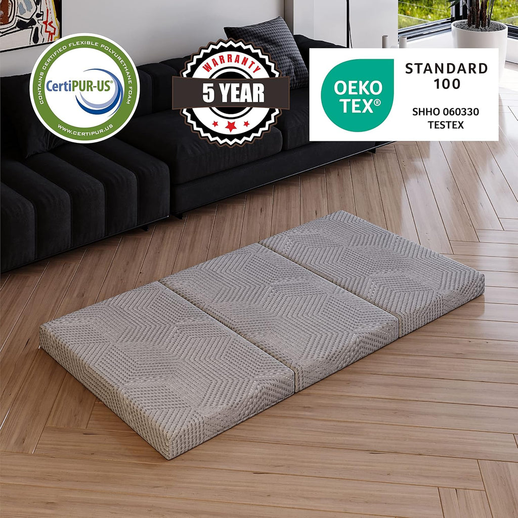 King Tri Folding Memory Foam Mattress with Washable Cover K170