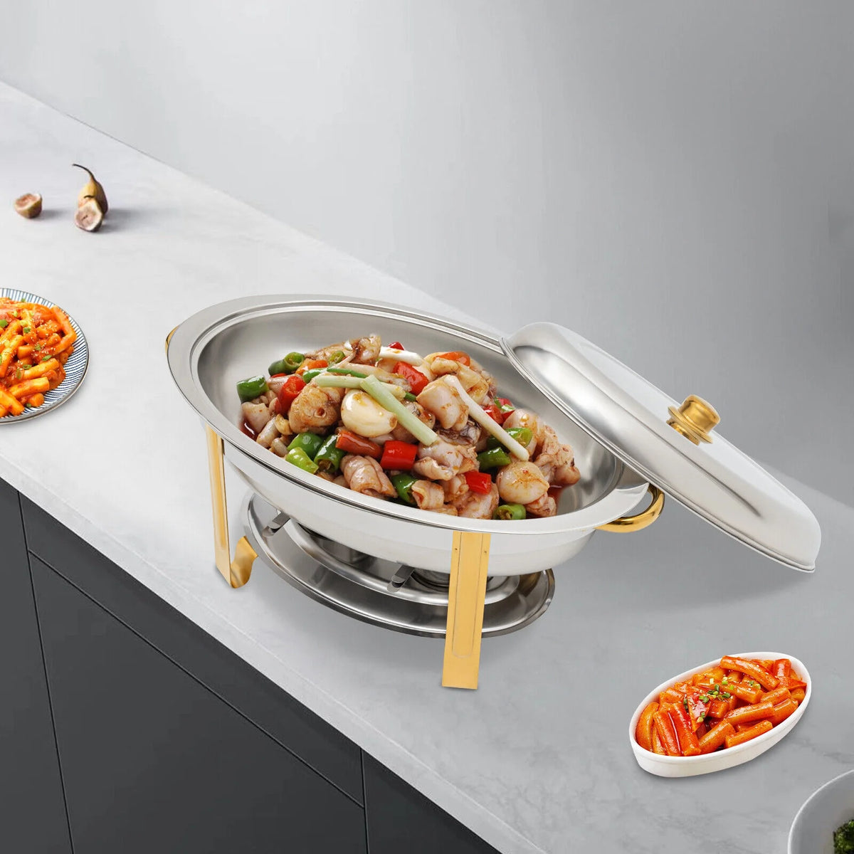 5.5L Stainless Steel Oval Chafing Dish with Lid P475