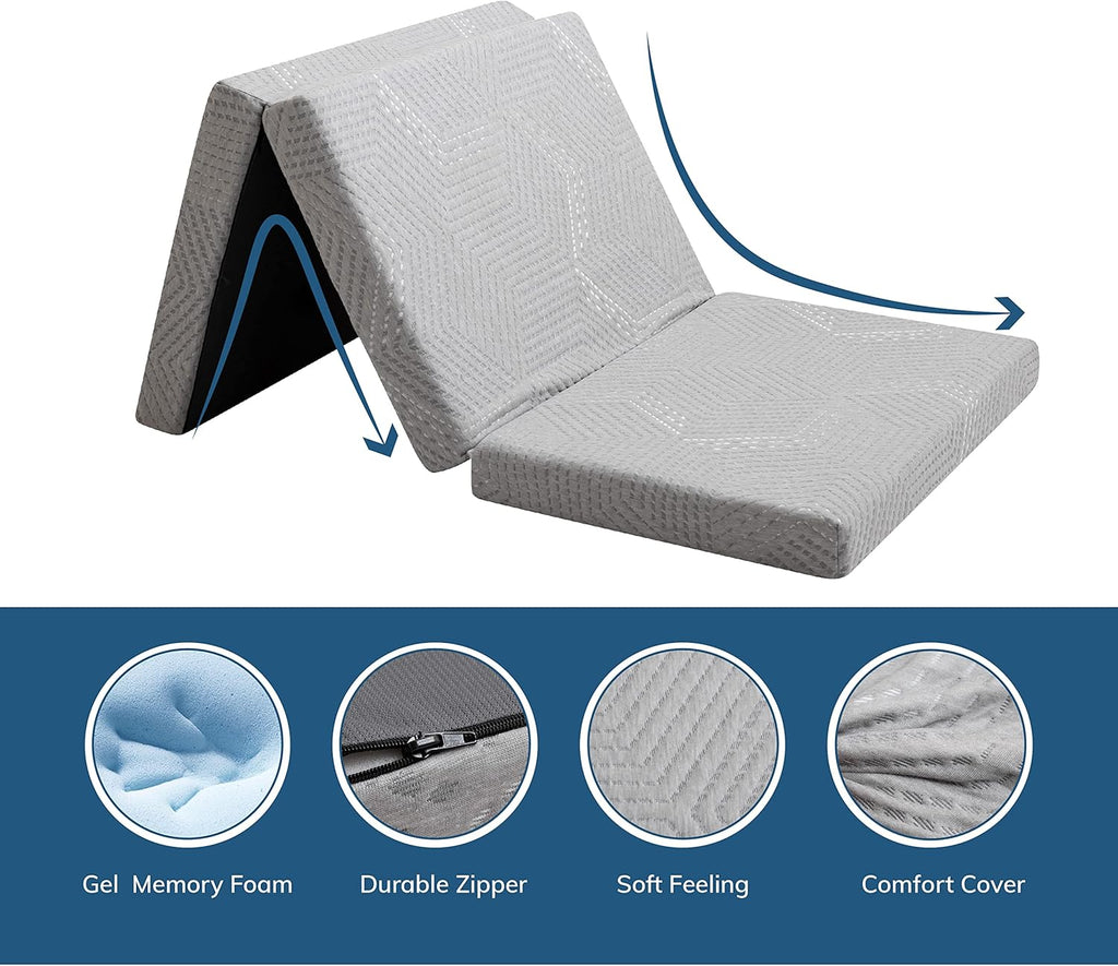 King Tri Folding Memory Foam Mattress with Washable Cover K170
