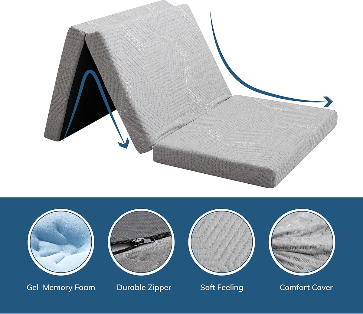 King Tri Folding Memory Foam Mattress with Washable Cover K170
