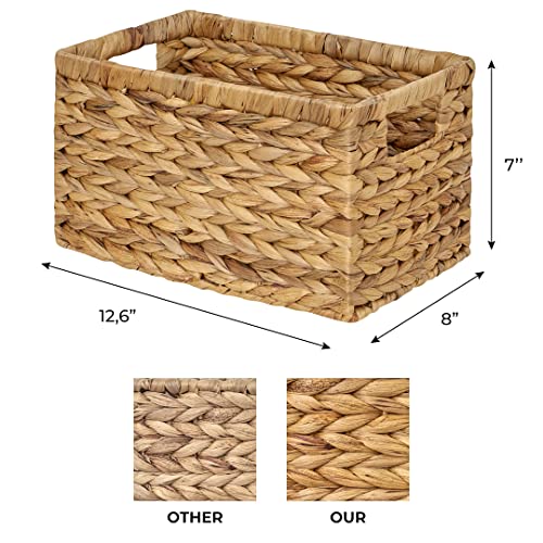 Set of 6 Natural Water Hyacinth Woven Storage Baskets with Built-in Handles V6628